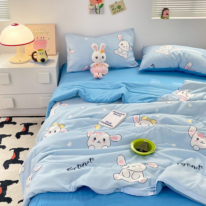 91家纺网 家纺一手货源 找家纺 卡斯诺家纺馆 2026新款水洗云朵棉夏被夏凉被空调被 萌兔日记