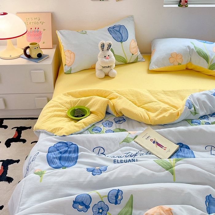 91家纺网 家纺一手货源 找家纺 卡斯诺家纺馆 2026新款水洗云朵棉夏被夏凉被空调被 缤纷花朵