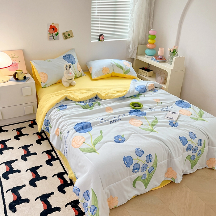 91家纺网 家纺一手货源 找家纺 卡斯诺家纺馆 2026新款水洗云朵棉夏被夏凉被空调被 缤纷花朵