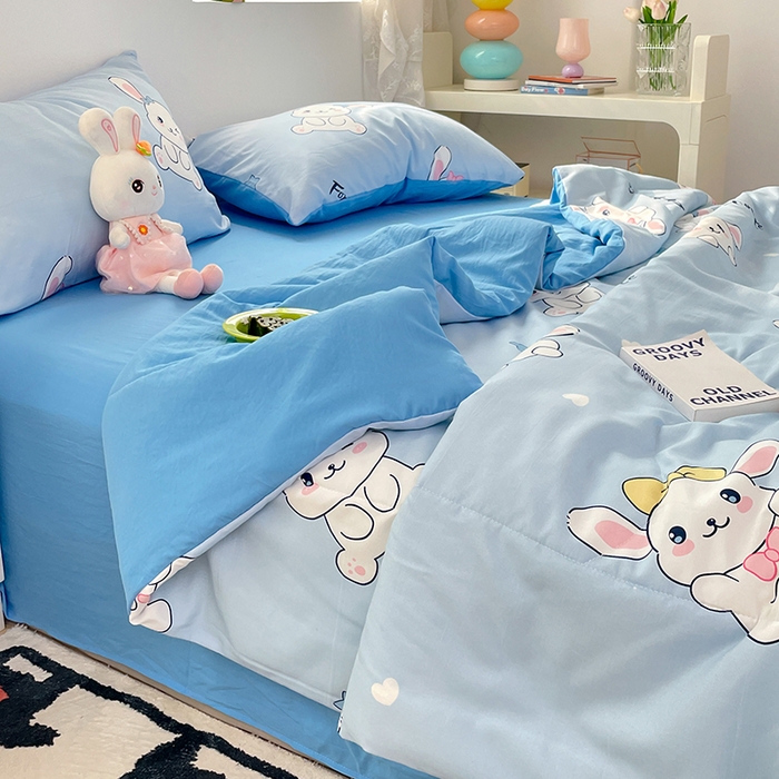 91家纺网 家纺一手货源 找家纺 卡斯诺家纺馆 2026新款水洗云朵棉夏被夏凉被空调被 萌兔日记