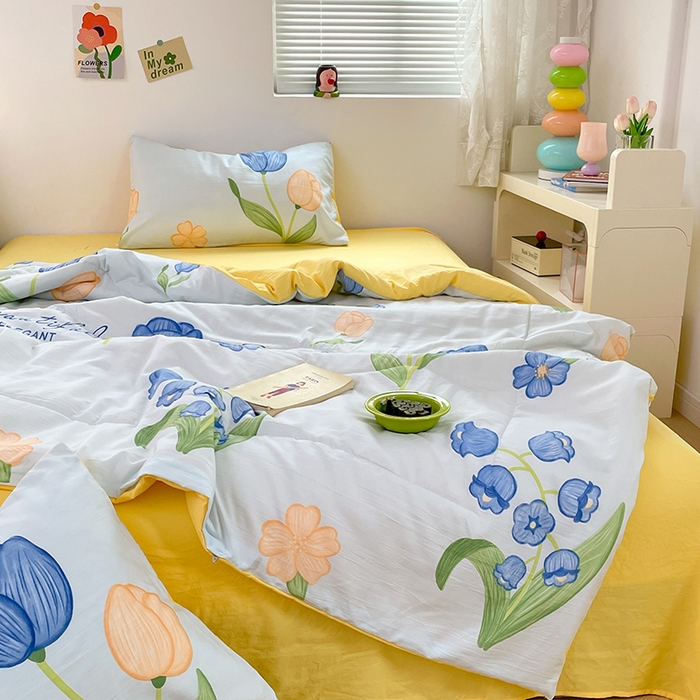 91家纺网 家纺一手货源 找家纺 卡斯诺家纺馆 2026新款水洗云朵棉夏被夏凉被空调被 缤纷花朵