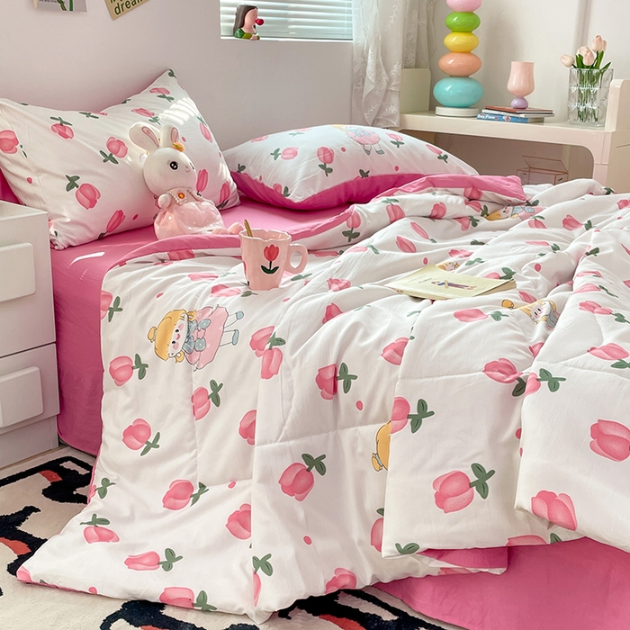 91家纺网 家纺一手货源 找家纺 卡斯诺家纺馆 2026新款水洗云朵棉夏被夏凉被空调被 花仙子