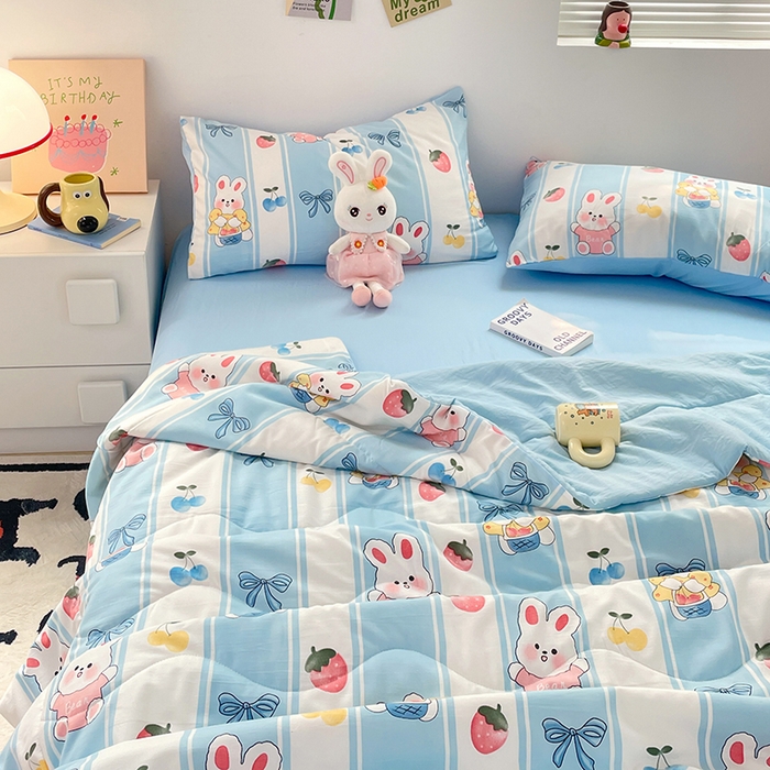 91家纺网 家纺一手货源 找家纺 卡斯诺家纺馆 2026新款水洗云朵棉夏被夏凉被空调被 缤果萌兔