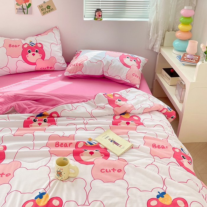 91家纺网 家纺一手货源 找家纺 卡斯诺家纺馆 2026新款水洗云朵棉夏被夏凉被空调被 可爱萌熊