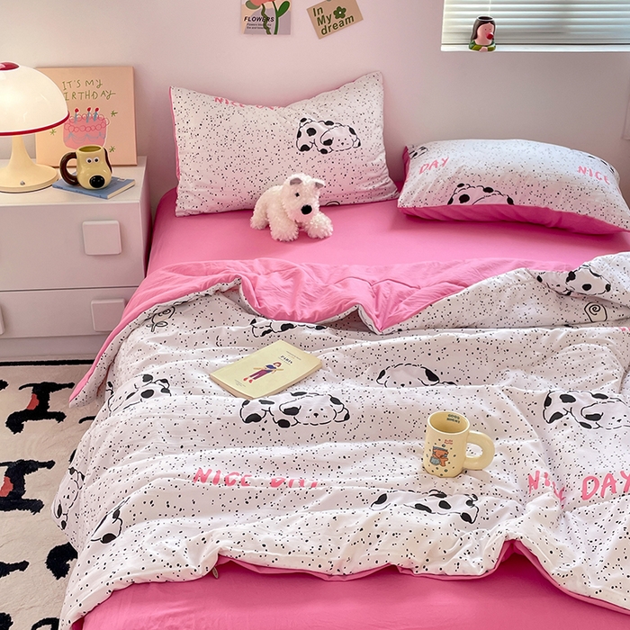 91家纺网 家纺一手货源 找家纺 卡斯诺家纺馆 2026新款水洗云朵棉夏被夏凉被空调被 斑点狗