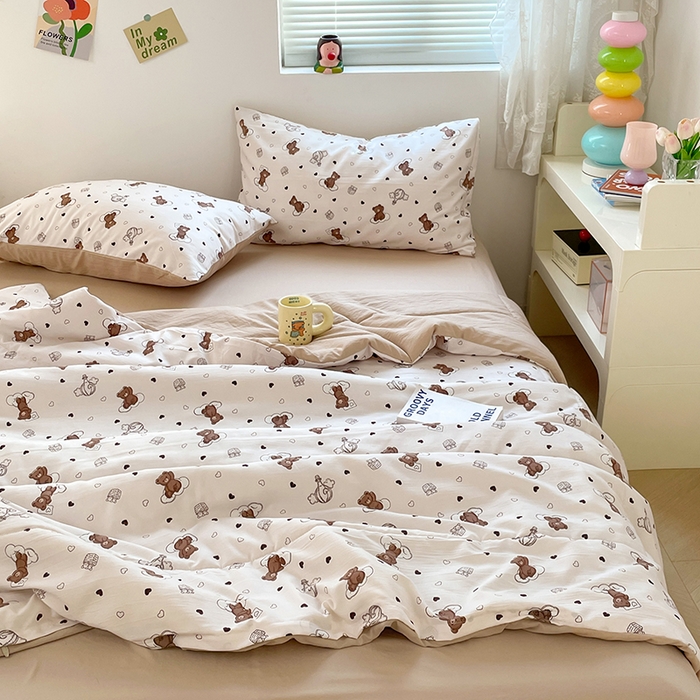 91家纺网 家纺一手货源 找家纺 卡斯诺家纺馆 2026新款水洗云朵棉夏被夏凉被空调被 云朵小熊