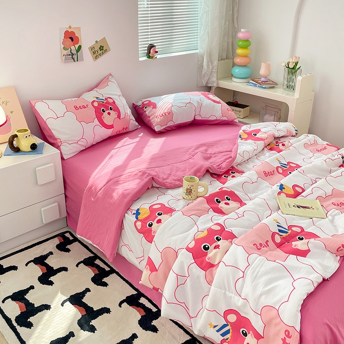 91家纺网 家纺一手货源 找家纺 卡斯诺家纺馆 2026新款水洗云朵棉夏被夏凉被空调被 可爱萌熊