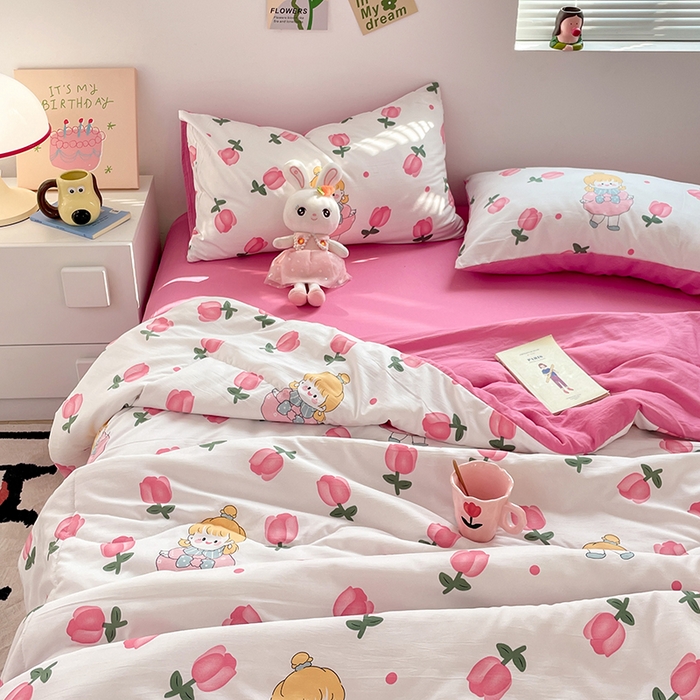 91家纺网 家纺一手货源 找家纺 卡斯诺家纺馆 2026新款水洗云朵棉夏被夏凉被空调被 花仙子