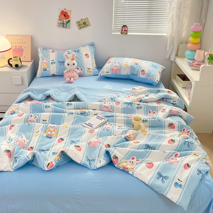 91家纺网 家纺一手货源 找家纺 卡斯诺家纺馆 2026新款水洗云朵棉夏被夏凉被空调被 缤果萌兔