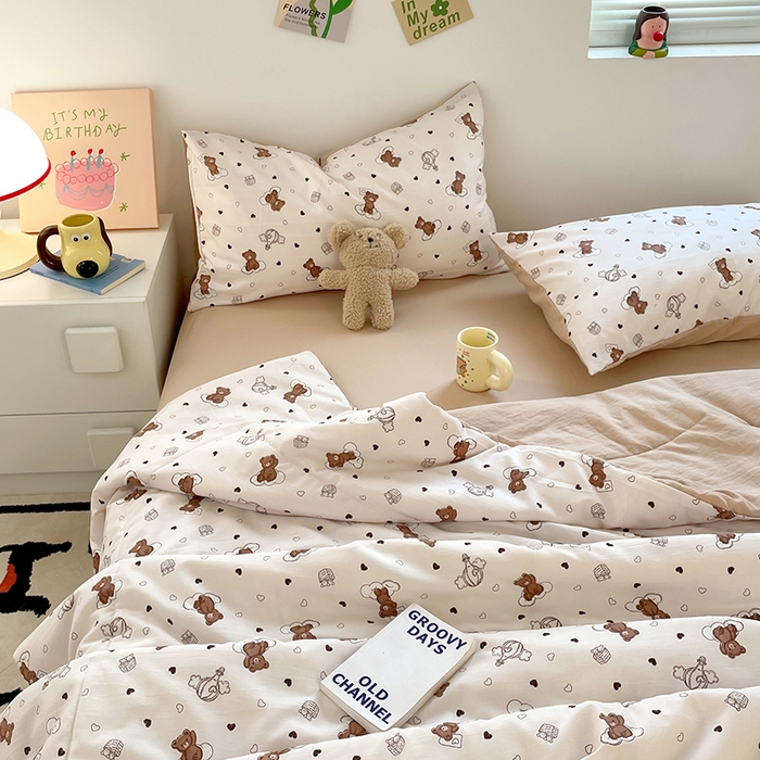 91家纺网 家纺一手货源 找家纺 卡斯诺家纺馆 2026新款水洗云朵棉夏被夏凉被空调被 云朵小熊