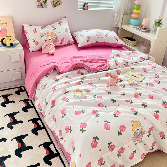 91家纺网 家纺一手货源 找家纺 卡斯诺家纺馆 2026新款水洗云朵棉夏被夏凉被空调被 花仙子