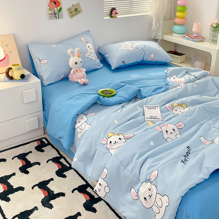 91家纺网 家纺一手货源 找家纺 卡斯诺家纺馆 2026新款水洗云朵棉夏被夏凉被空调被 萌兔日记