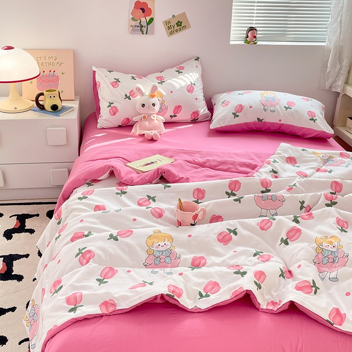 91家纺网 家纺一手货源 找家纺 卡斯诺家纺馆 2026新款水洗云朵棉夏被夏凉被空调被 花仙子