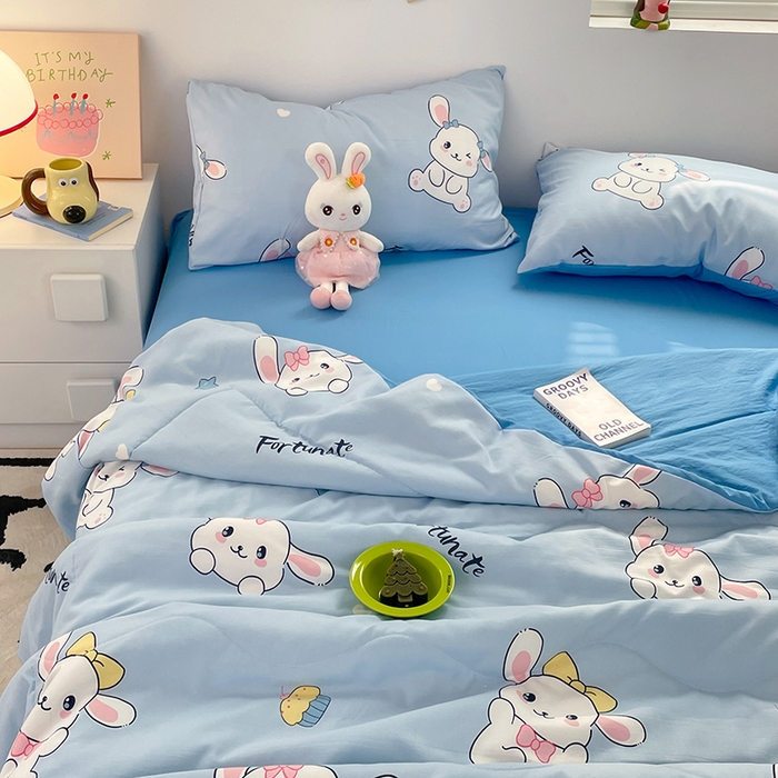 91家纺网 家纺一手货源 找家纺 卡斯诺家纺馆 2026新款水洗云朵棉夏被夏凉被空调被 萌兔日记