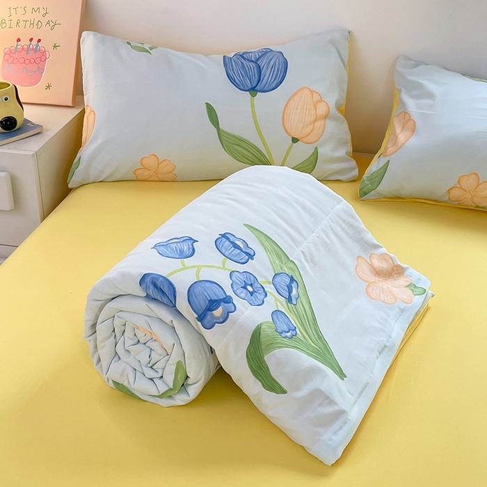 91家纺网 家纺一手货源 找家纺 卡斯诺家纺馆 2026新款水洗云朵棉夏被夏凉被空调被 缤纷花朵