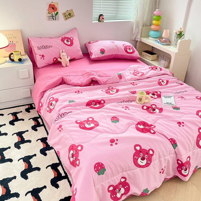 91家纺网 家纺一手货源 找家纺 卡斯诺家纺馆 2026新款水洗云朵棉夏被夏凉被空调被 幸运小熊