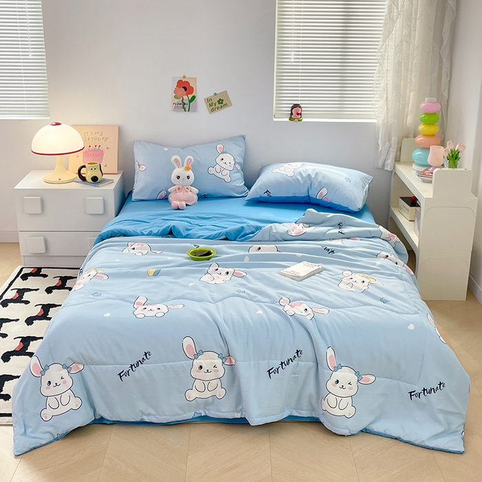 91家纺网 家纺一手货源 找家纺 卡斯诺家纺馆 2026新款水洗云朵棉夏被夏凉被空调被 萌兔日记