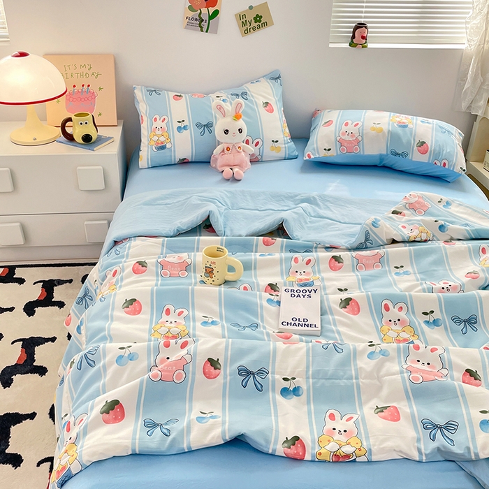 91家纺网 家纺一手货源 找家纺 卡斯诺家纺馆 2026新款水洗云朵棉夏被夏凉被空调被 缤果萌兔