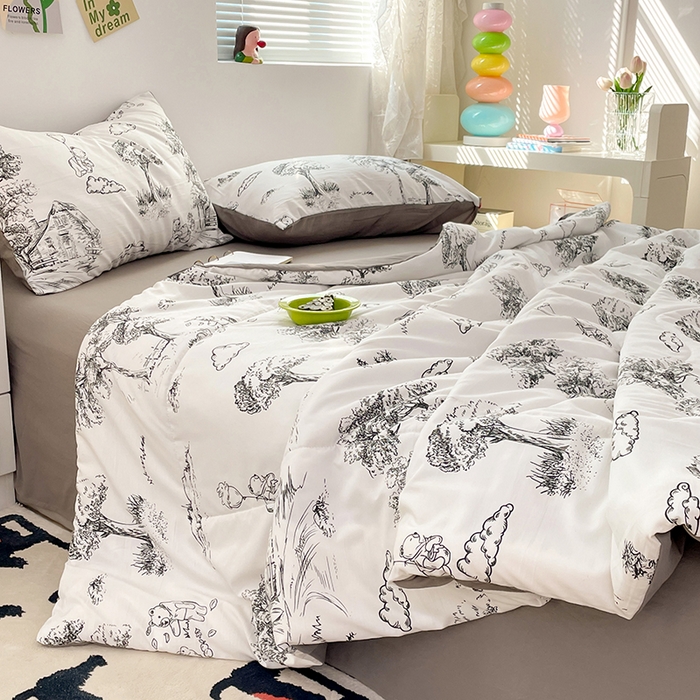 91家纺网 家纺一手货源 找家纺 卡斯诺家纺馆 2026新款水洗云朵棉夏被夏凉被空调被 江南墨色