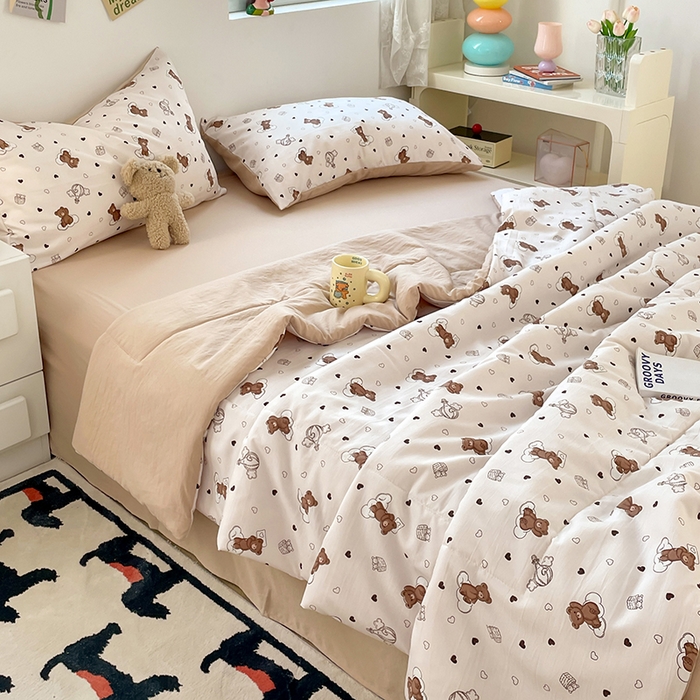 91家纺网 家纺一手货源 找家纺 卡斯诺家纺馆 2026新款水洗云朵棉夏被夏凉被空调被 云朵小熊