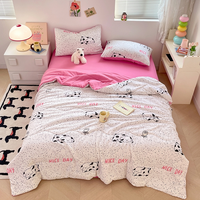 91家纺网 家纺一手货源 找家纺 卡斯诺家纺馆 2026新款水洗云朵棉夏被夏凉被空调被 斑点狗