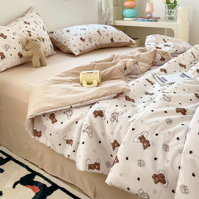 91家纺网 家纺一手货源 找家纺 卡斯诺家纺馆 2026新款水洗云朵棉夏被夏凉被空调被 云朵小熊