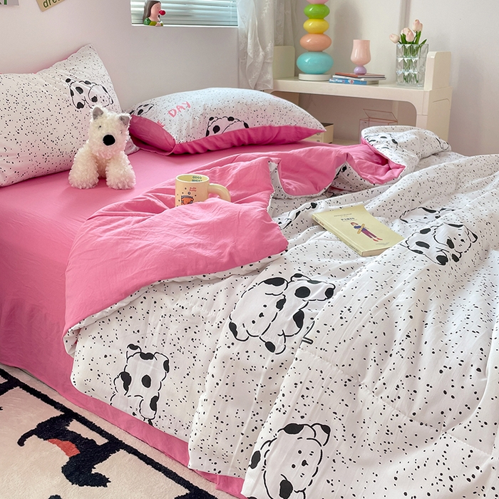 91家纺网 家纺一手货源 找家纺 卡斯诺家纺馆 2026新款水洗云朵棉夏被夏凉被空调被 斑点狗