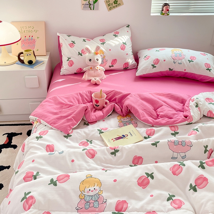 91家纺网 家纺一手货源 找家纺 卡斯诺家纺馆 2026新款水洗云朵棉夏被夏凉被空调被 花仙子