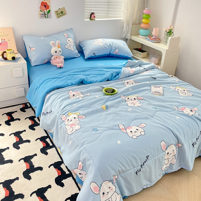 91家纺网 家纺一手货源 找家纺 卡斯诺家纺馆 2026新款水洗云朵棉夏被夏凉被空调被 萌兔日记