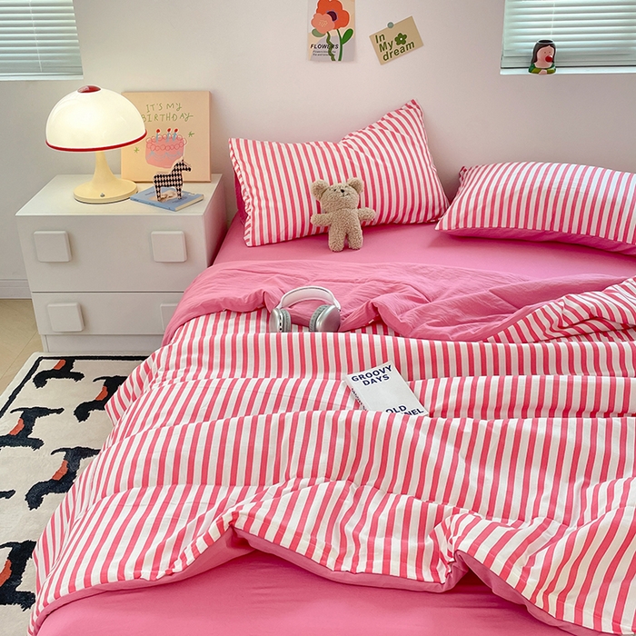 91家纺网 家纺一手货源 找家纺 卡斯诺家纺馆 2026新款水洗云朵棉夏被夏凉被空调被 甜辣风-玫红条