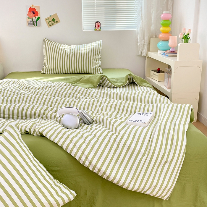 91家纺网 家纺一手货源 找家纺 卡斯诺家纺馆 2026新款水洗云朵棉夏被夏凉被空调被 甜辣风-抹绿条