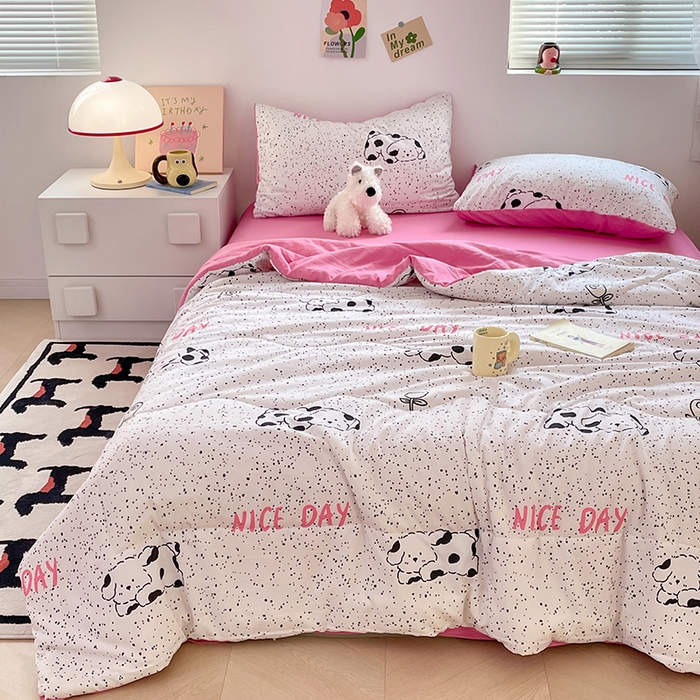 91家纺网 家纺一手货源 找家纺 卡斯诺家纺馆 2026新款水洗云朵棉夏被夏凉被空调被 斑点狗