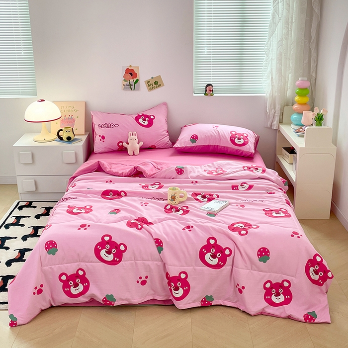 91家纺网 家纺一手货源 找家纺 卡斯诺家纺馆 2026新款水洗云朵棉夏被夏凉被空调被 幸运小熊