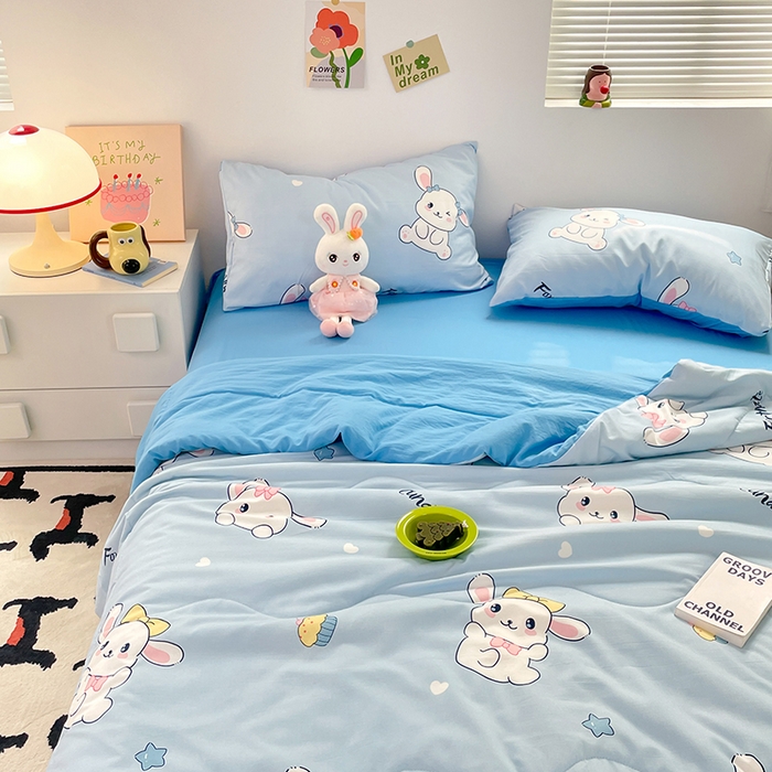 91家纺网 家纺一手货源 找家纺 卡斯诺家纺馆 2026新款水洗云朵棉夏被夏凉被空调被 萌兔日记