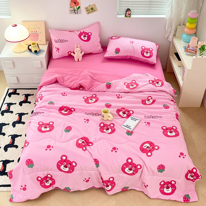 91家纺网 家纺一手货源 找家纺 卡斯诺家纺馆 2026新款水洗云朵棉夏被夏凉被空调被 幸运小熊