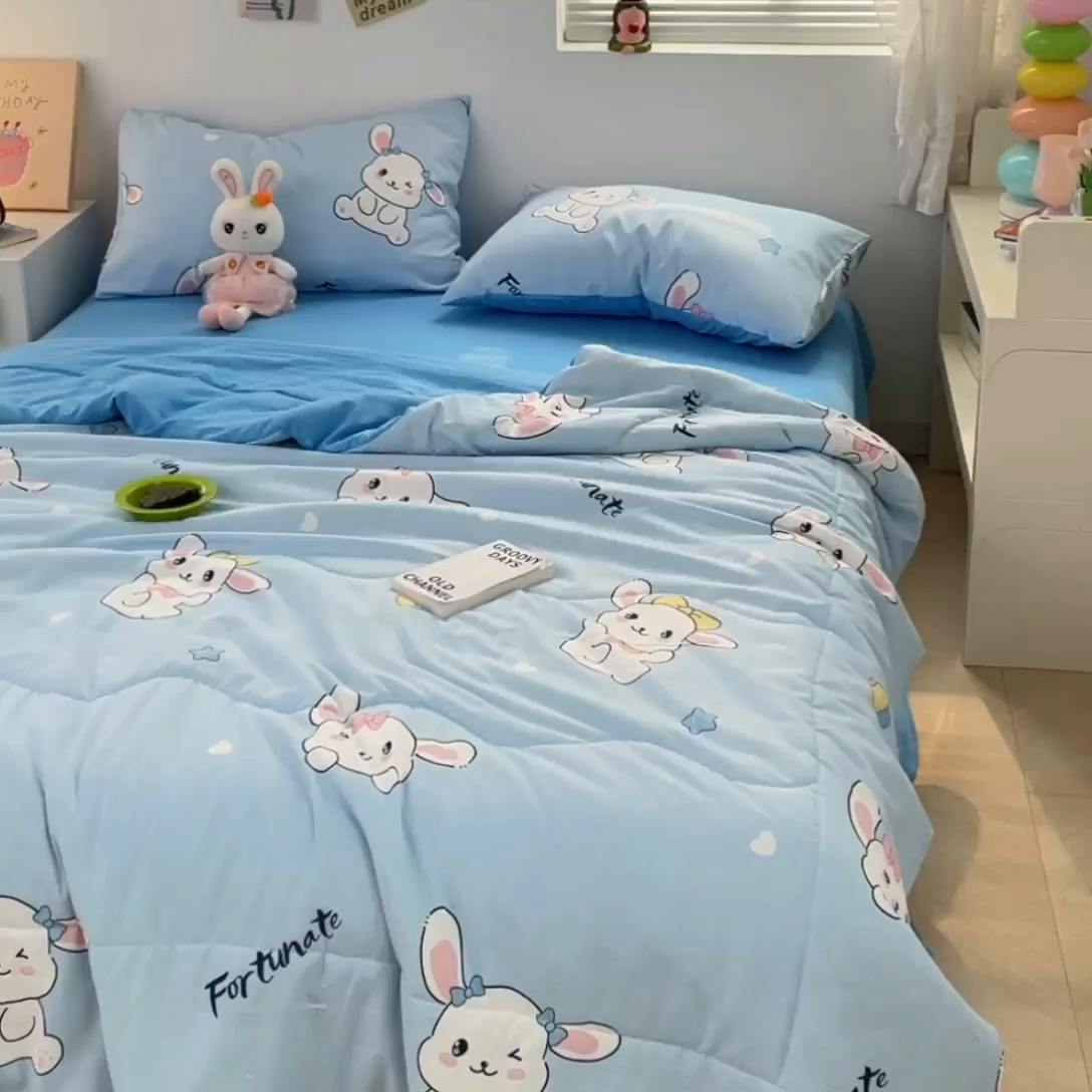 91家纺网 家纺一手货源 找家纺 卡斯诺家纺馆 2026新款水洗云朵棉夏被夏凉被空调被 萌兔日记