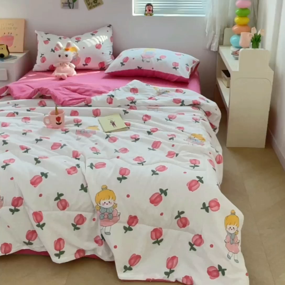 91家纺网 家纺一手货源 找家纺 卡斯诺家纺馆 2026新款水洗云朵棉夏被夏凉被空调被 花仙子