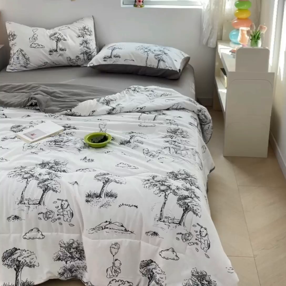 91家纺网 家纺一手货源 找家纺 卡斯诺家纺馆 2026新款水洗云朵棉夏被夏凉被空调被 江南墨色