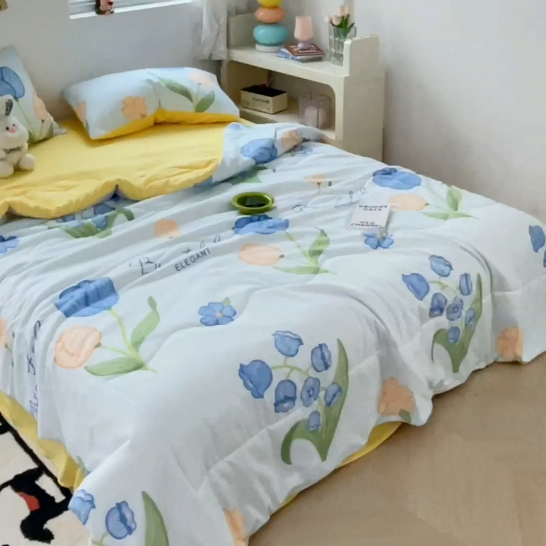 91家纺网 家纺一手货源 找家纺 卡斯诺家纺馆 2026新款水洗云朵棉夏被夏凉被空调被 缤纷花朵