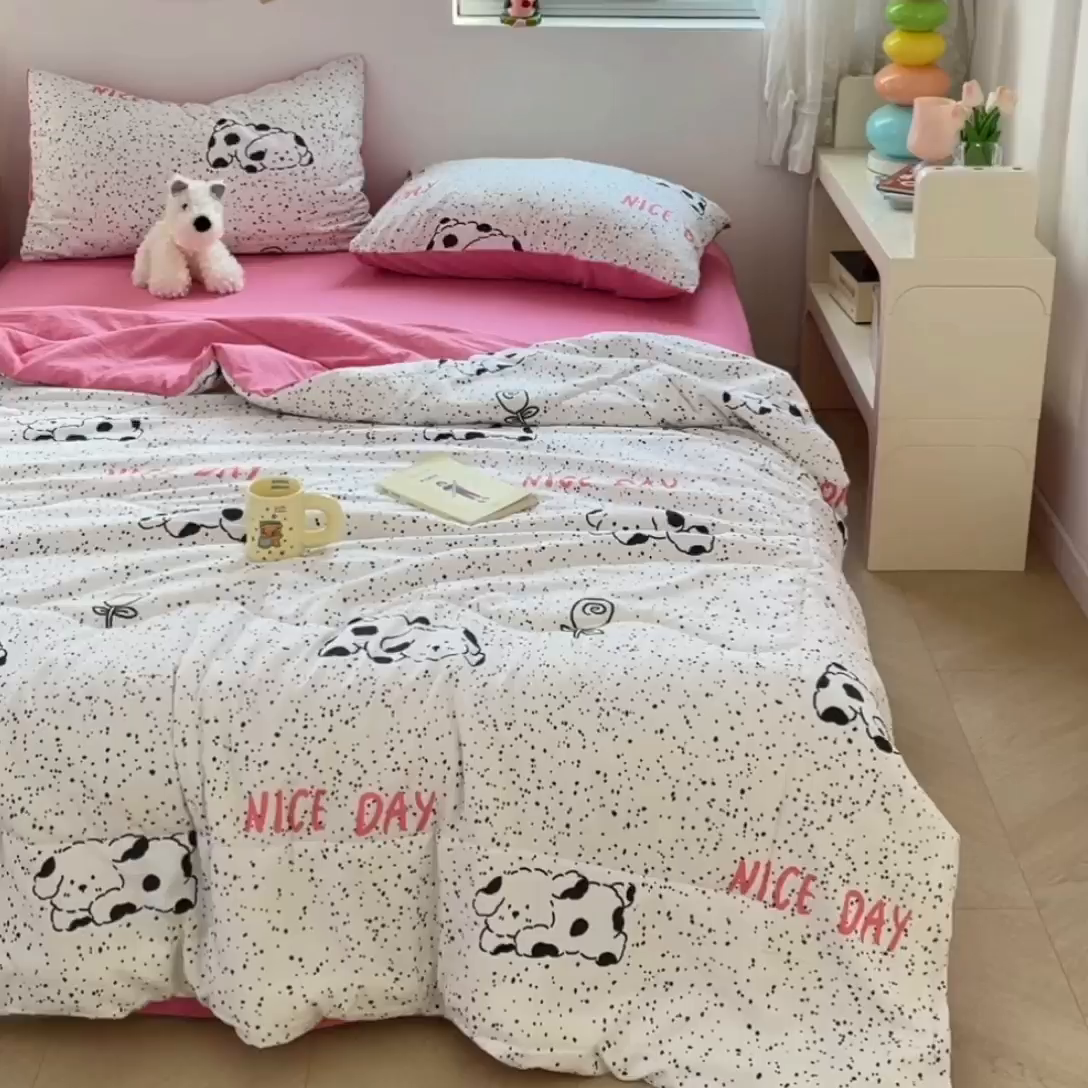 91家纺网 家纺一手货源 找家纺 卡斯诺家纺馆 2026新款水洗云朵棉夏被夏凉被空调被 斑点狗