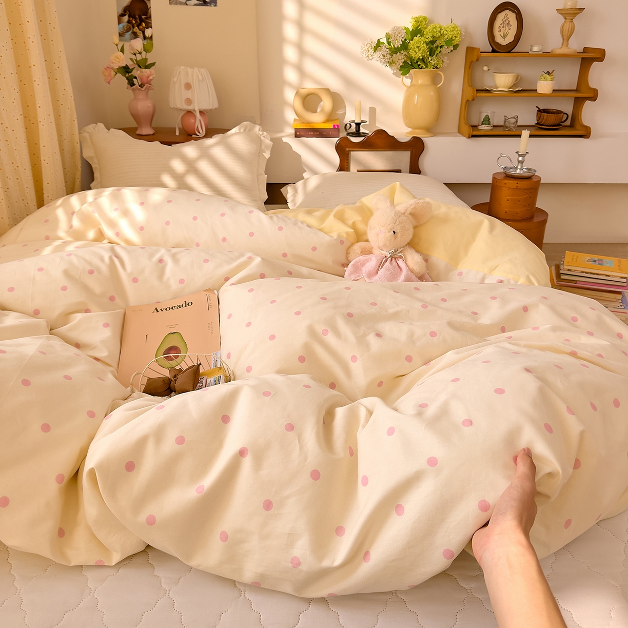 91家纺网 家纺一手货源 找家纺 DoDo 兜兜 2026年全棉纯棉ins风小清新单品被套 被套单件 波点奶盖