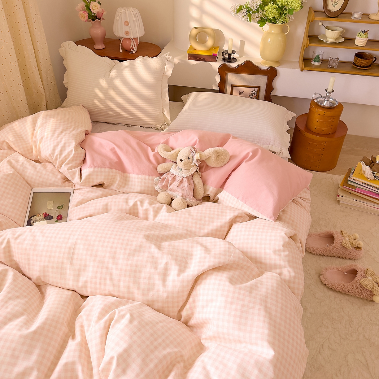 91家纺网 家纺一手货源 找家纺 DoDo 兜兜 2026年全棉纯棉ins风小清新单品被套 被套单件 樱粉奶盖