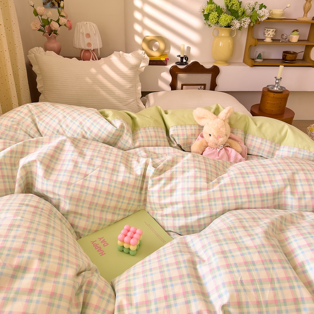 91家纺网 家纺一手货源 找家纺 DoDo 兜兜 2026年全棉纯棉ins风小清新单品被套 被套单件 彩虹奶盖