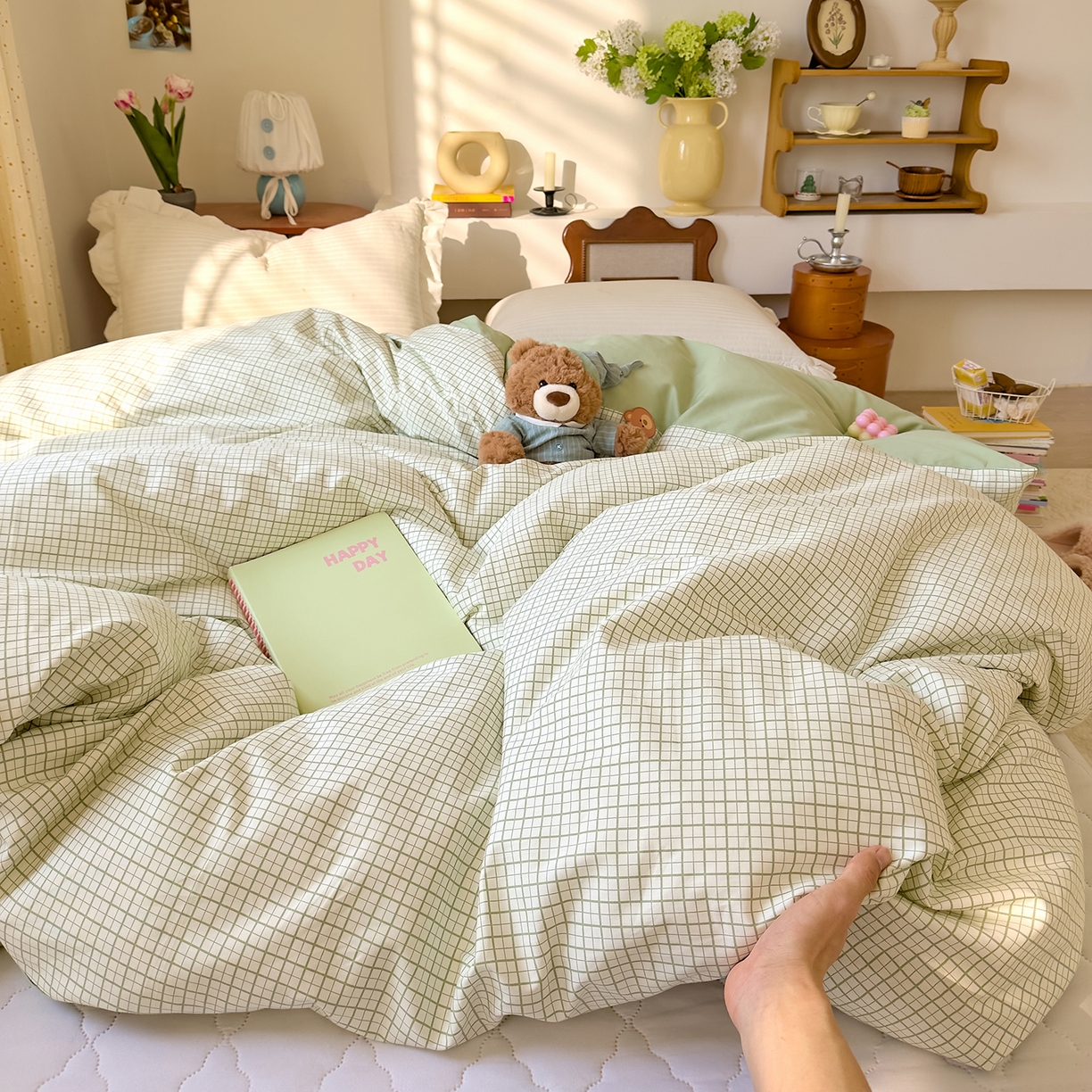 91家纺网 家纺一手货源 找家纺 DoDo 兜兜 2026年全棉纯棉ins风小清新单品被套 被套单件 青提奶盖