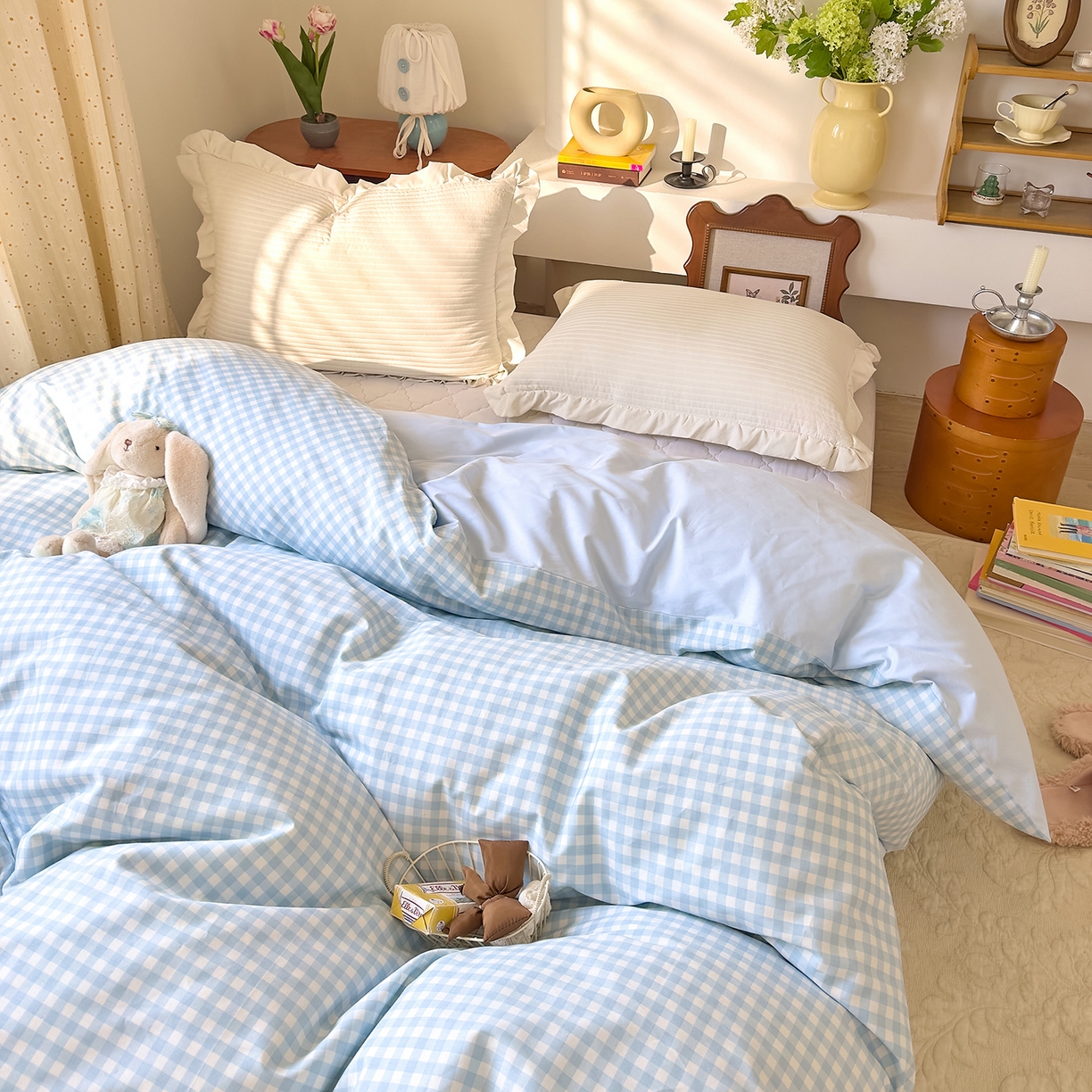 91家纺网 家纺一手货源 找家纺 DoDo 兜兜 2026年全棉纯棉ins风小清新单品被套 被套单件 晴空奶盖