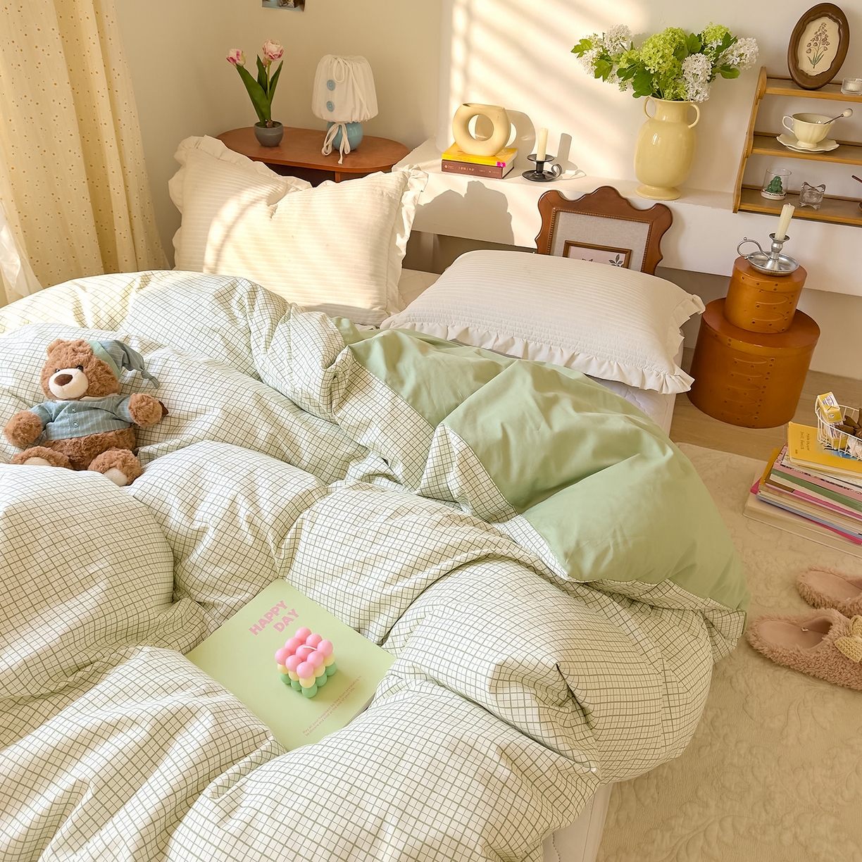 91家纺网 家纺一手货源 找家纺 DoDo 兜兜 2026年全棉纯棉ins风小清新单品被套 被套单件 青提奶盖