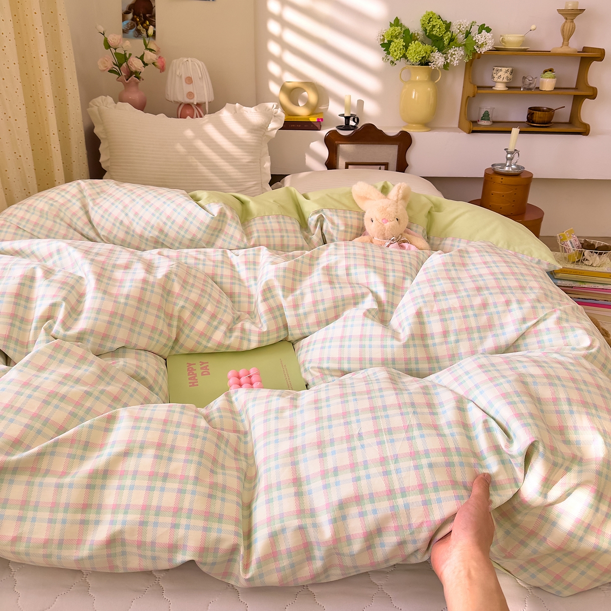 91家纺网 家纺一手货源 找家纺 DoDo 兜兜 2026年全棉纯棉ins风小清新单品被套 被套单件 彩虹奶盖