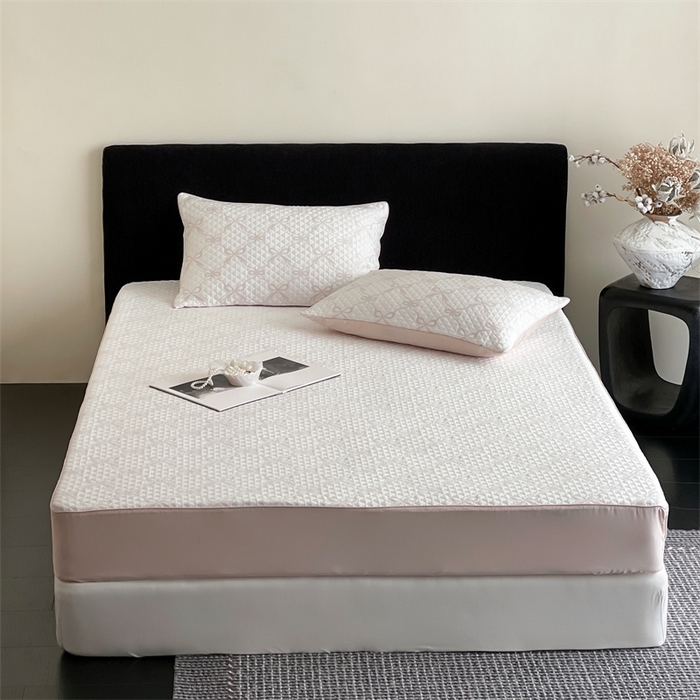 91家纺网 家纺一手货源 找家纺 赫帛 2025春夏新款日本ICE 3D Max进口冷感软凉席空调席 蝴蝶结-浅粉