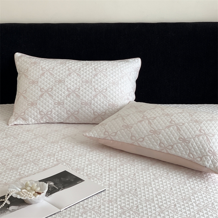 91家纺网 家纺一手货源 找家纺 赫帛 2025春夏新款日本ICE 3D Max进口冷感软凉席空调席 蝴蝶结-浅粉