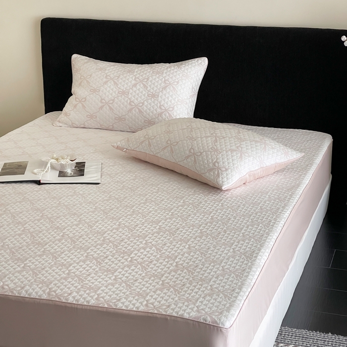 91家纺网 家纺一手货源 找家纺 赫帛 2025春夏新款日本ICE 3D Max进口冷感软凉席空调席 蝴蝶结-浅粉